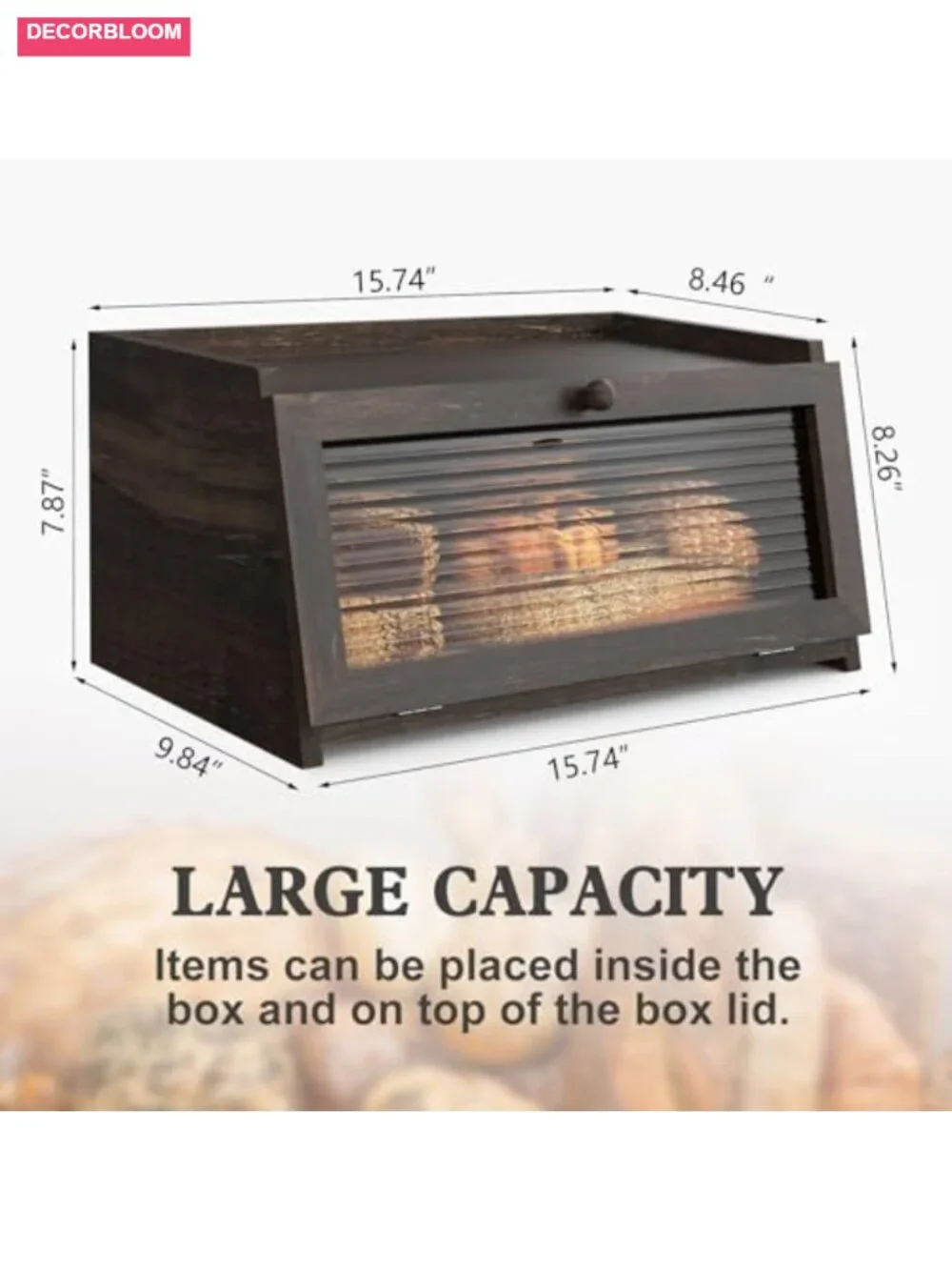Large Bread Box Kitchen Countertop Organizer New Zealand Pine Wood Acrylic Door